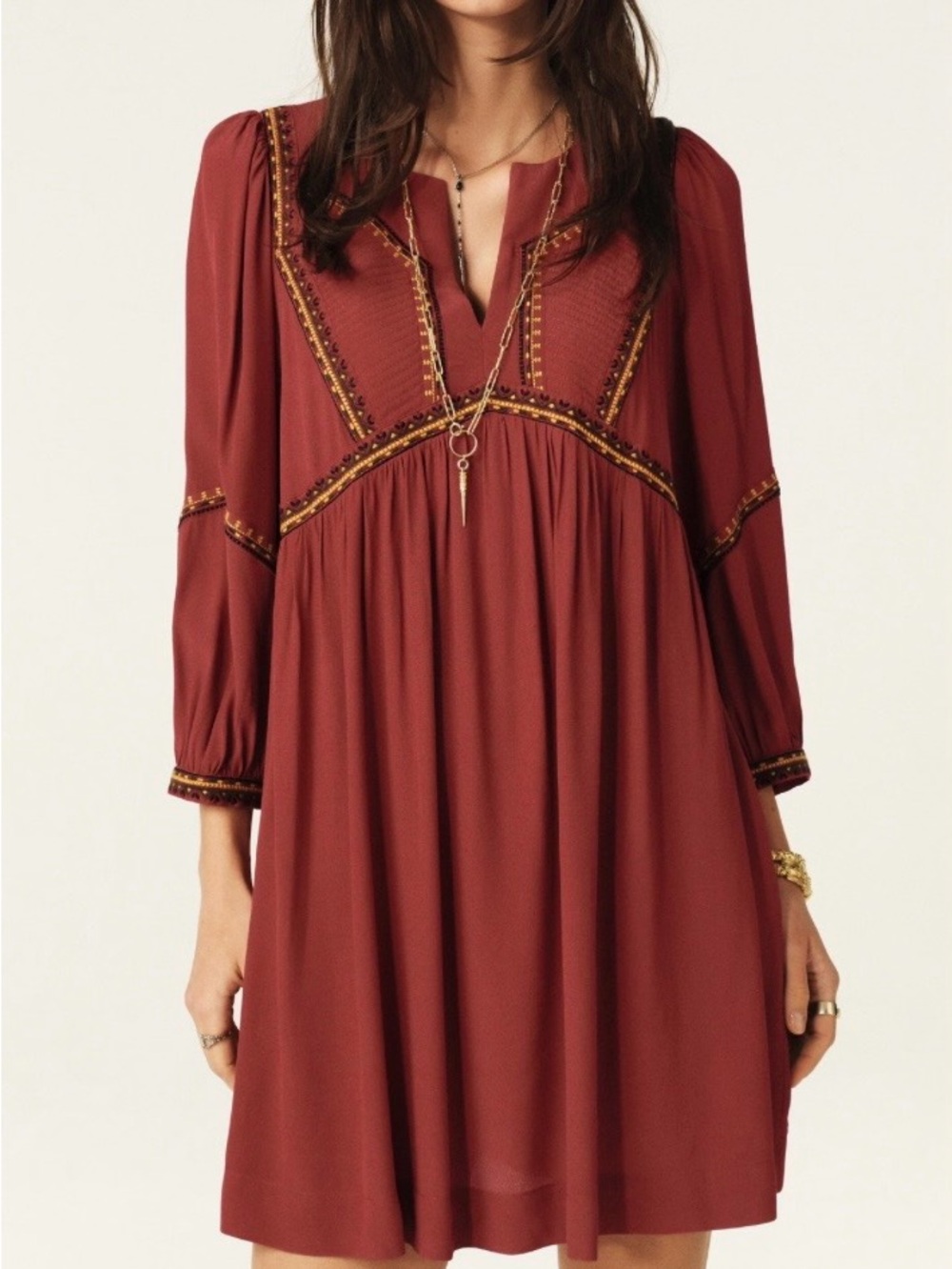 NWT Ba&Sh TULSIE Mini Dress in Red / brique size 2 / Medium boho - Picture 5 of 16